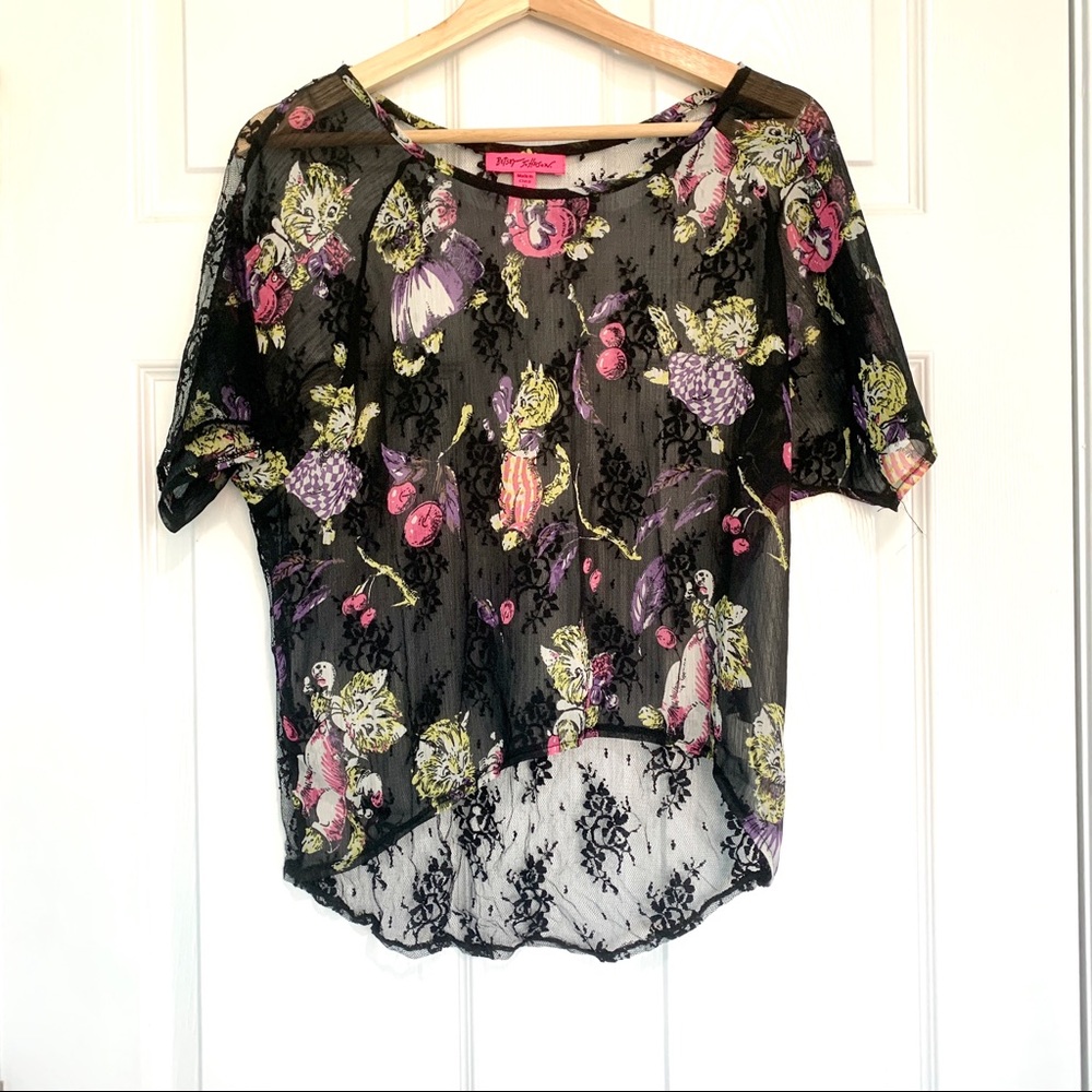 Betsey Johnson Lace Floral Top NEW